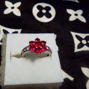 925 Red Simulated Shapphire ring